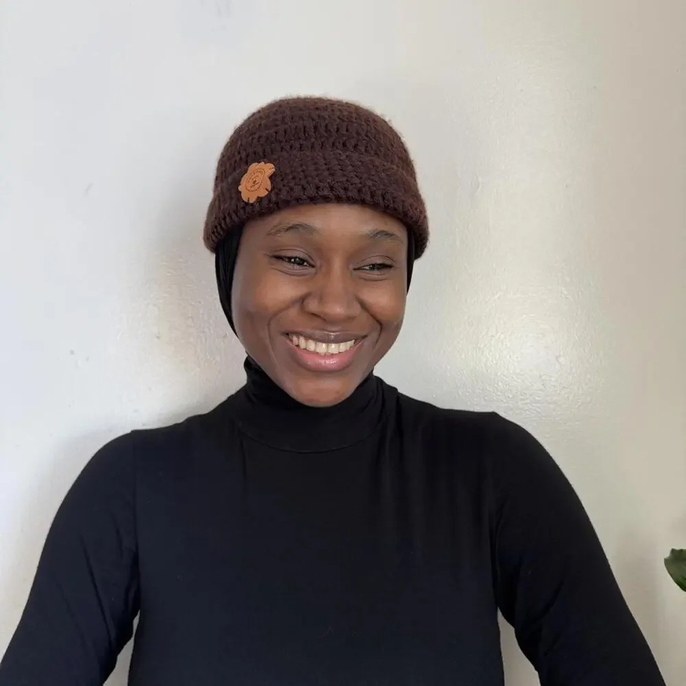 Brown hand made boho crochet beanie hat‎